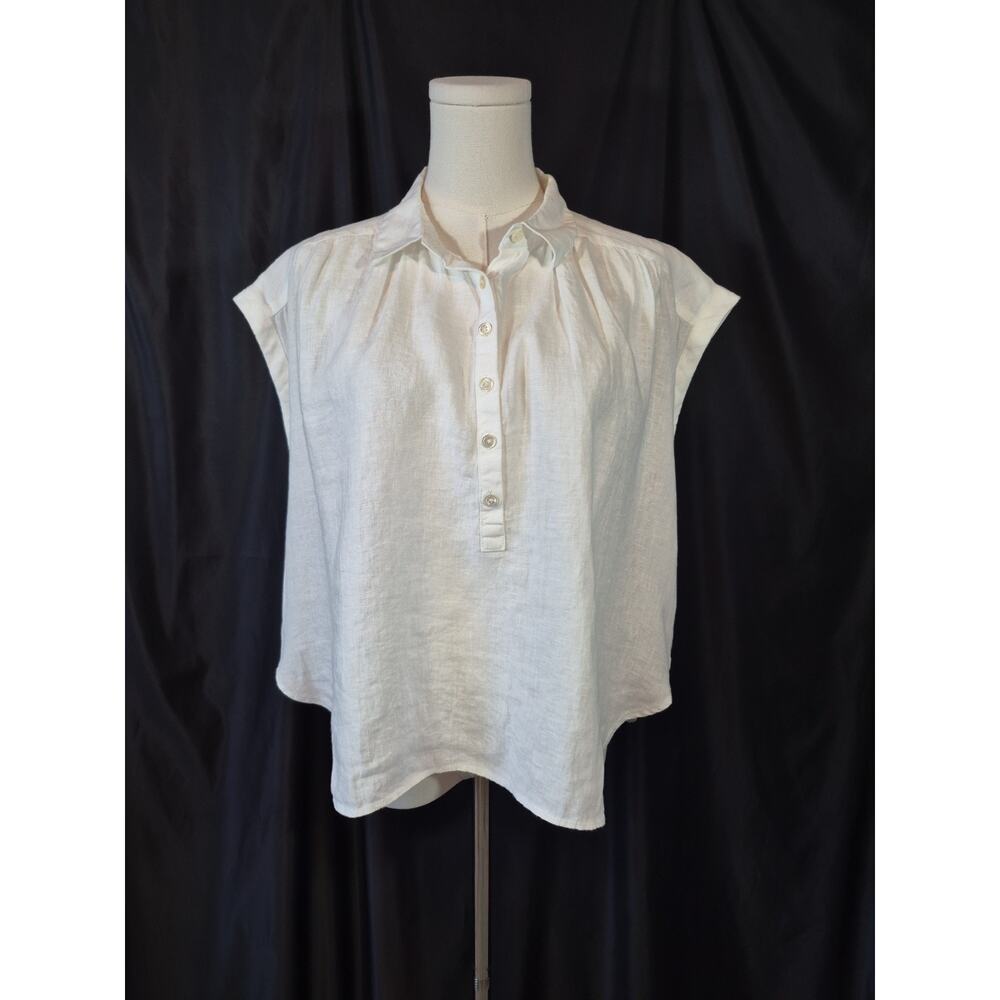J Crew Baird McNutt Irish Linen White Top Small - Picture 2 of 9